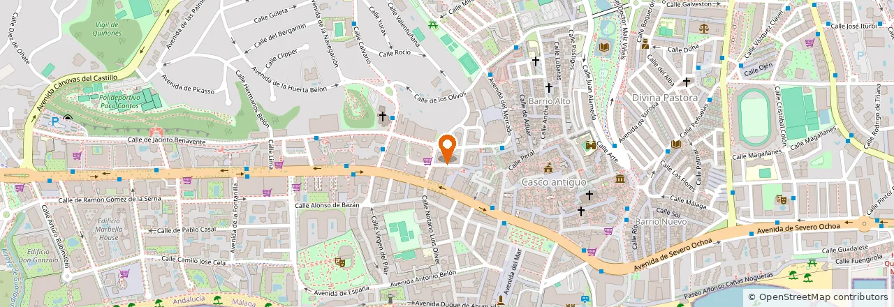 Mapa con la ubicacion de Arkham Escape Rooms en Marbella, Calle Jacinto Benavente 7